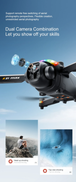 Квадрокоптер XKJ K21 MAX з пультом з екраном 4.3&Prime;, WiFi FPV, подвійна камера 754545454 фото