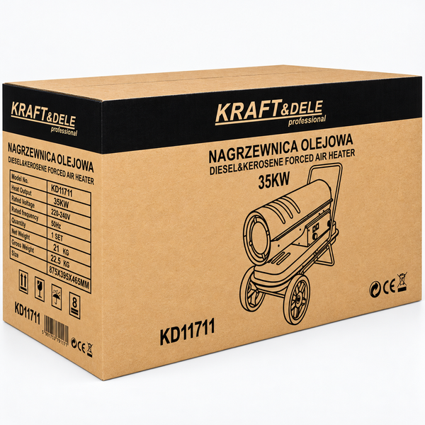 Дизельна теплова гармата Kraft&Dele KD11711 35 кВт, 720 м&sup3;/год, термостат, 230 В KD11711 фото