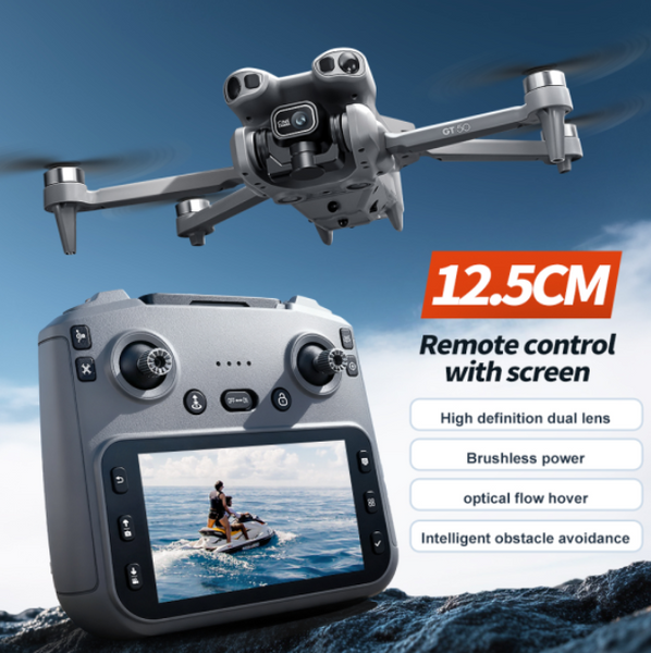 Квадрокоптер GT50 с камерой 8K, ЖК пульт с экраном, бесщеточные моторы, обход помех, FPV, до 20 мин. gt50-2 фото