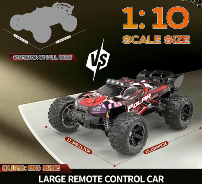 Радіокерована машинка 1:10 4WD HS10421 до 45 км/год, 20 хв, масляні аморти, сервопривід, потужний двигун 9454355454 фото