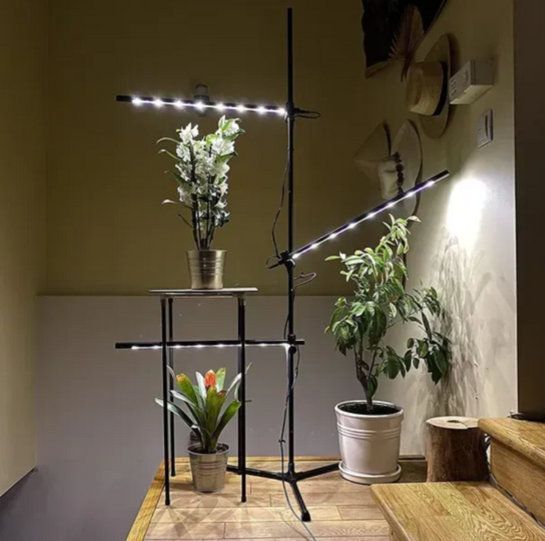 Підлоговий фітосвітильник-торшер IO-3 LED (повний спектр) до 2 м. Сенсорний LED світильник (3лампи) для великих квітів. рослин та мікрозелені MetaflexIO3 фото