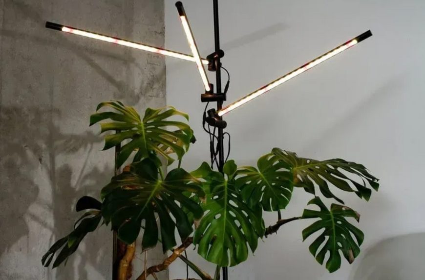 Підлоговий фітосвітильник-торшер IO-3 LED (повний спектр) до 2 м. Сенсорний LED світильник (3лампи) для великих квітів. рослин та мікрозелені MetaflexIO3 фото