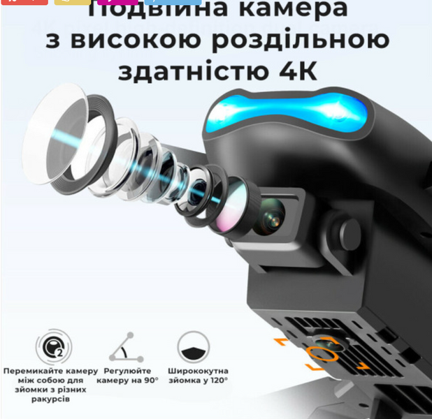 FPV квадрокоптер E99 Max с HD-камерой для видеосъёмки, 15 минут полёта, дальность до 100 м. 5536-akb фото