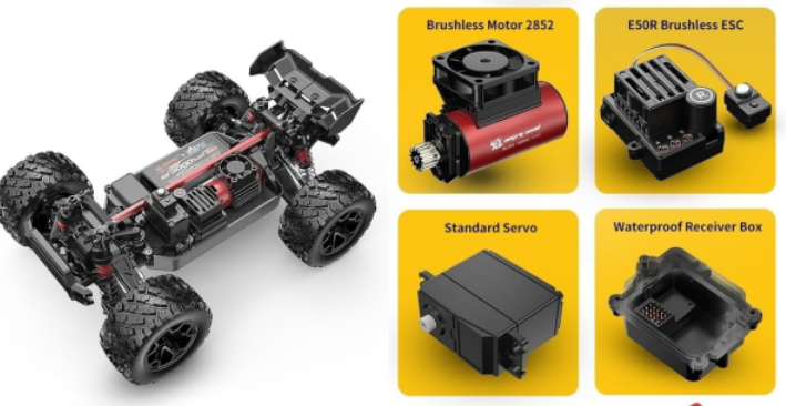 Радиоуправляемая машинка MJX 14207 1:14 4WD до 55 км/ч, до 20мин, бесколлекторный внедорожник RC машинка, металлическая подвеска, масляные аморты, LED-подсветка  9453252 фото