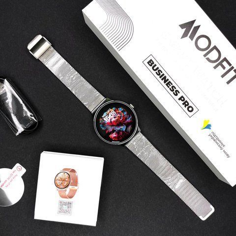 Розумний годинник Modfit Business Pro Silver Mesh MB0335 фото