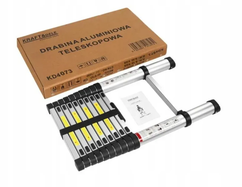 Алюмінієва драбина 10 сходинок 3.2 м Kraft&Dele KD4073. Розкладна драбина для дому, саду, ремонтних робіт, вантажопідйомність 150 кг KD4073 фото