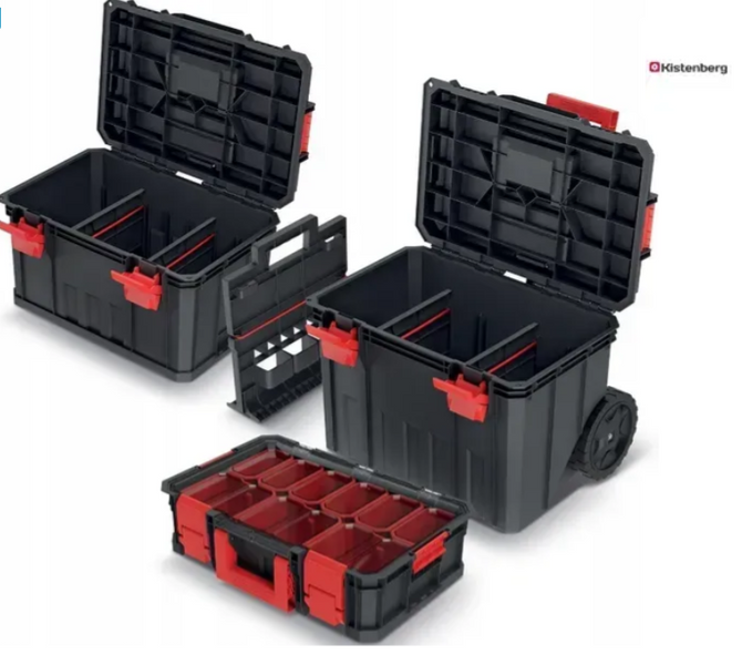 Набір ящиків для інструментів 3в1 Kistenberg Modular Solution &mdash; модульний комплект на колесах, телескопічна ручка KMSS553585B фото
