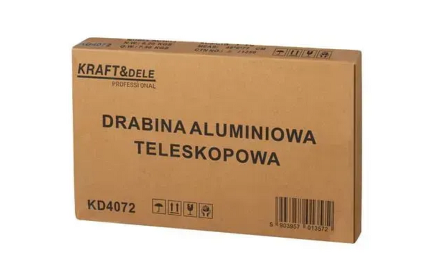 Алюмінієва драбина 8 сходинок Kraft&Dele 2,6 м складна, одностороння 150 кг для дому і саду KD4072 фото