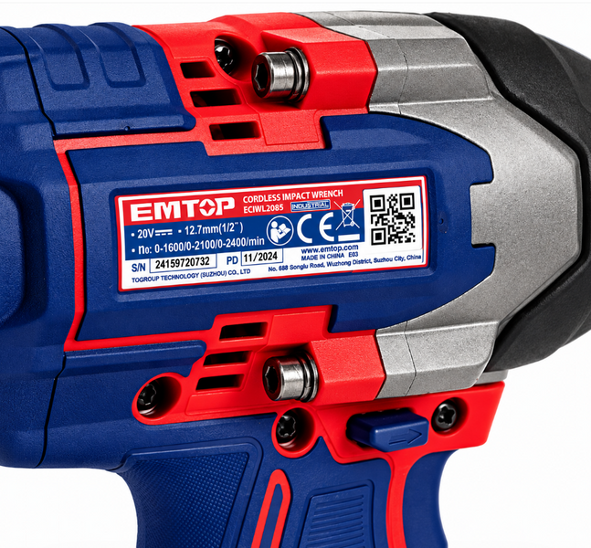 Аккумуляторный ударный гайковерт EMTOP ECIWL2085 20 В, 1000 Нм, 1/2", 2&times;4 Ач, бесщеточный ECIWL2085 фото