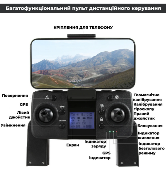 Квадрокоптер дрон із камерою LYZRC L800 PRO 3-осьовий підвіс 4K HD, GPS, до 1200 м, 60м. польоту 5435676 фото