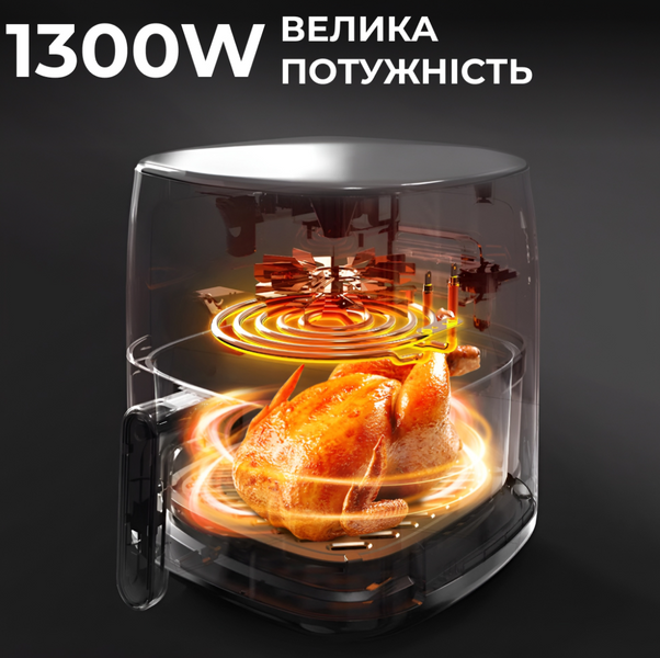 Аэрогриль-фритюрница SOKANY SK-8027 на 6,5 л с терморегулятором, чёрная SK8027 фото