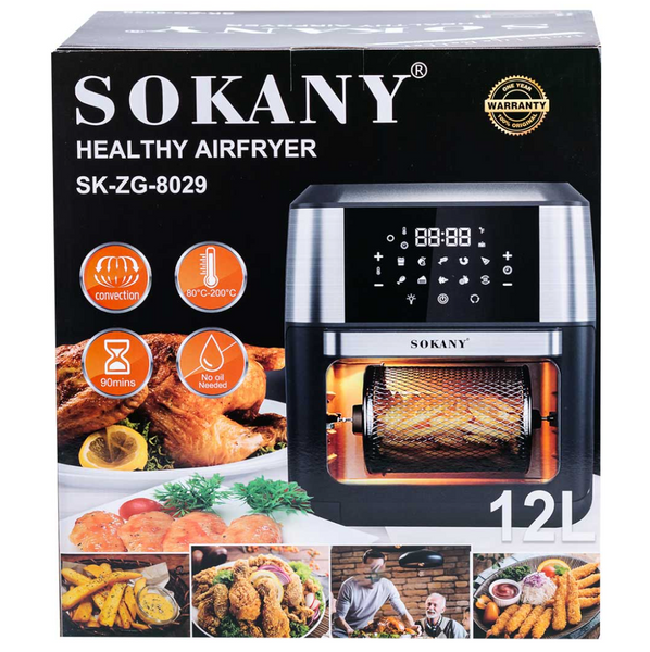 Аэрогриль-фритюрница SOKANY SK-ZG-8029 на 12 л, чёрная SKZG8029 фото