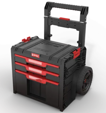 Ящик для інструментів на колесах Qbrick System PRO Cart 2.0 Plus Drawer 3 &mdash; 3 висувні шухляди, телескопічна ручка SKRWQCP2PD3CZAPG001 фото