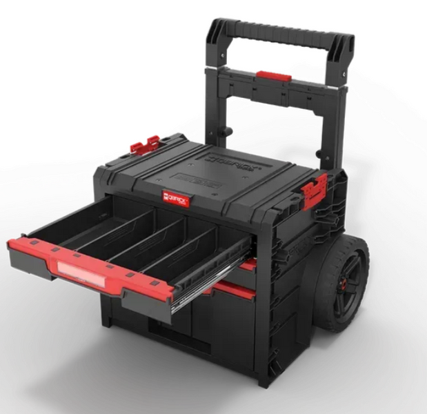 Ящик для инструментов на колесах Qbrick System PRO Cart 2.0 Plus Drawer 3 &mdash; 3 выдвижные ящика, телескопическая ручка SKRWQCP2PD3CZAPG001 фото