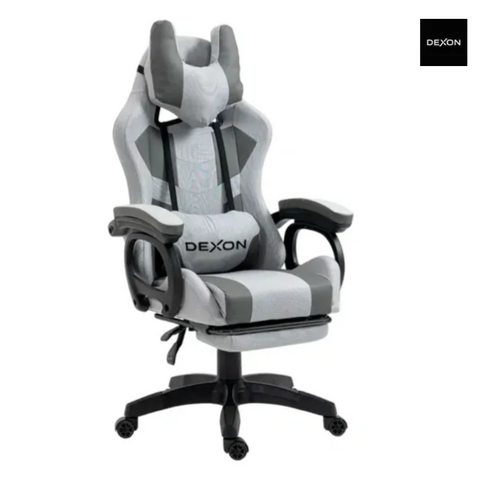 Геймерське крісло DEXON VECTOR з підставкою для ніг, екошкіра+тканина, Сірий-Темно-сірий 20481211 фото