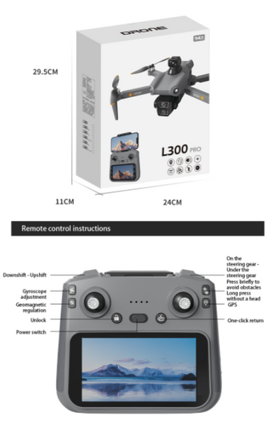 Профессиональный дрон LYZRC L300 Ultra Max. Пульт с сенсорным экраном 5.9&rdquo;, 4K камера, GPS, бесщеточные моторы, 30 мин. полета и FPV 800 м. 656344343 фото