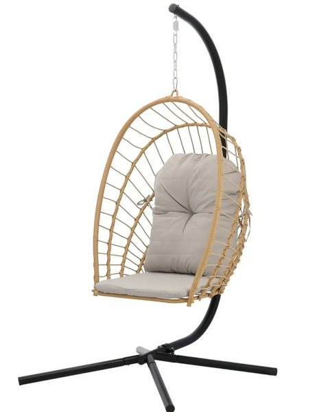 Крісло кокон Garden Line ERIS FAT0916, сталь, ротанг, 140кг. складне, чорне або коричневе FAT0923 фото