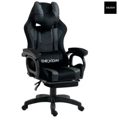 Геймерське крісло DEXON VECTOR з підставкою для ніг, велюр+екошкіра, Чорний-Чорний 20481212 фото