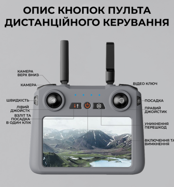 Квадрокоптер XiL019 4K дрон з 3-осьовим підвісом, 6 км, FCC, EIS, HD камера, GPS, 5G, екран на пульті 54557676575 фото