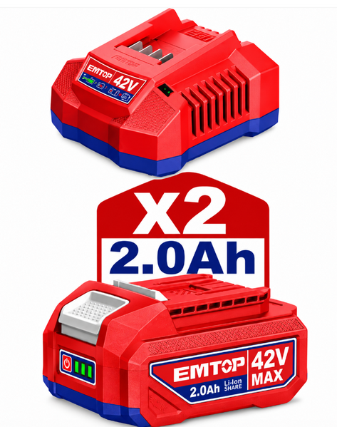 Акумуляторний перфоратор EMTOP ELRH422682 42В, 2,5Дж, SDS-plus, 2&times;2,0 А&middot;год, безщітковий ELRH422682 фото