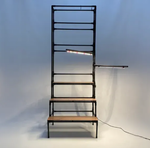 Многоярусная подставка для цветов Barva Metalight с подсветкой LED фитолампами полного спектра, металлическая с подвесом для горшков и кашпо BarvaMeta фото