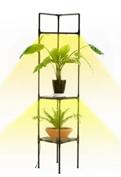 Полиця-стелаж для квітів з підсвічуванням Cornetta Light. Кутова підлогова підставка для рослин з фітолампами CornettaL фото