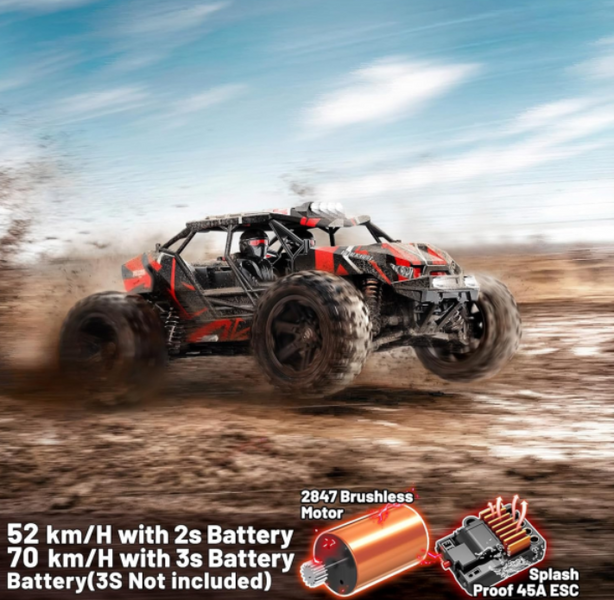Быстрая машинка на радиоуправлении до 70 км/ч, 20мин, HS14431 4WD внедорожник Brushless с бесколлекторным двигателем 96545454 фото